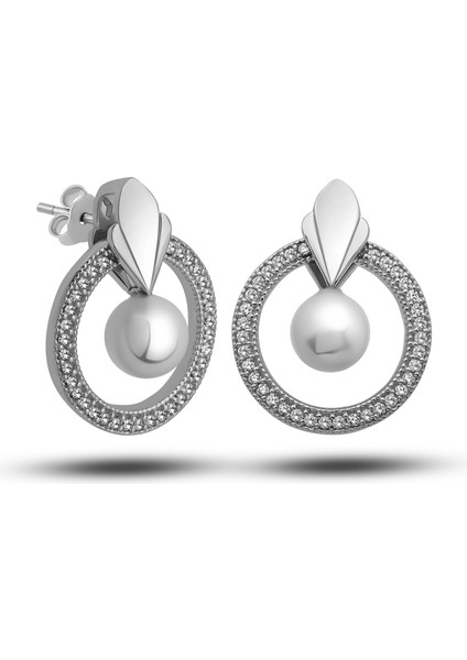 Gümüş Inci Çember Kadın Küpe