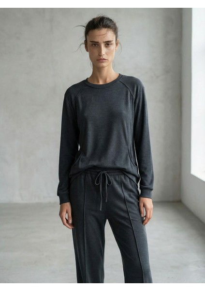 Kadın Cebli Modal Kumaş Takım Antrasit