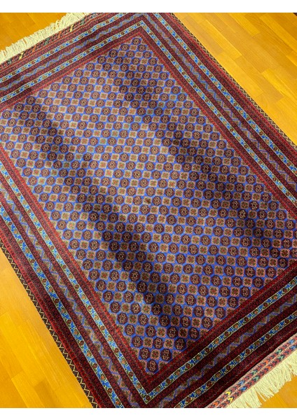 El Dokuma Afgan Halı Ince Dokuma Bordo Mavi Renk 3 Metre Kare fiyatları