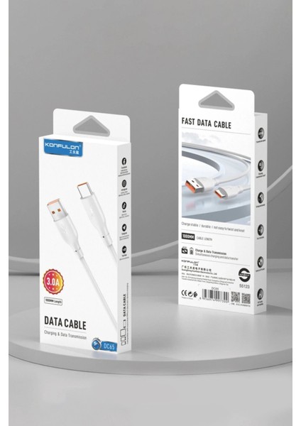 MYT09 DC65 USB To Type-C 1m 3.0A Hızlı Şarj Kablo - Beyaz fırsatları