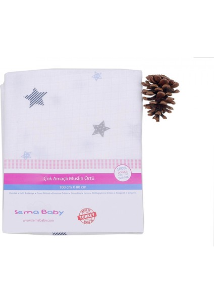 Çok Amaçlı Müslin Örtü 100X80 cm - Mavi Yıldız 8682476853131 fiyatları