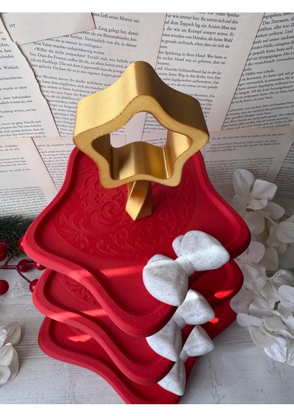 Süslü Katlı Stand | Dekoratif - 3 - Katlı Sunum Standı | Yılbaşı ve Özel Gün Dekoru modelleri