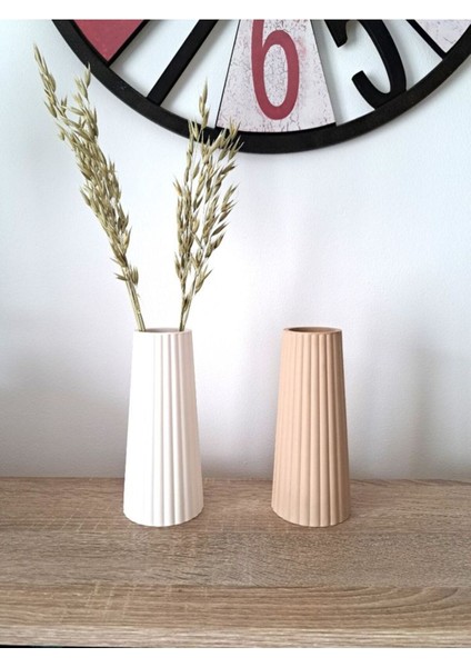 Çizgili Büyük Boy Beyaz Vazo fırsatları