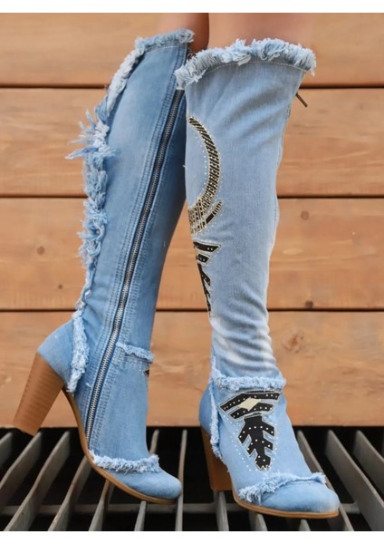 Covboy Kot Botlar, Kadın Cowboy Botları, Topuklu Botlar, Platform Botlar / Doğum Günü Hediyesi