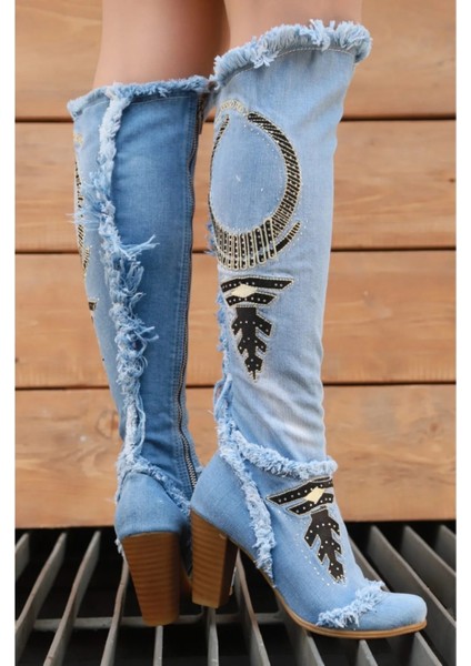 Covboy Kot Botlar, Kadın Cowboy Botları, Topuklu Botlar, Platform Botlar / Doğum Günü Hediyesi