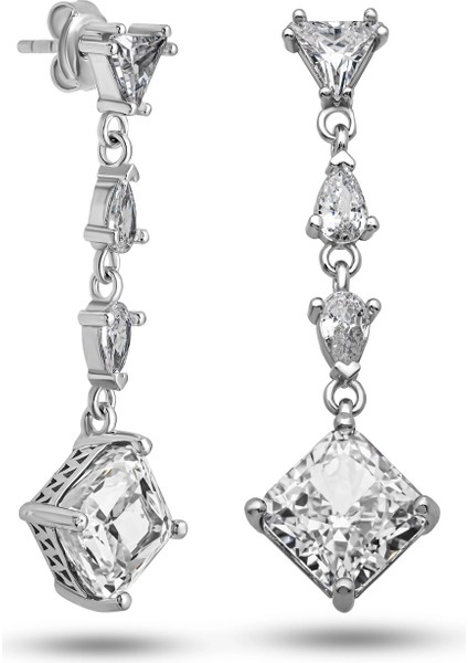Gümüş Ice Cut Zirkon Taşlı Işıltılı Kadın Küpe