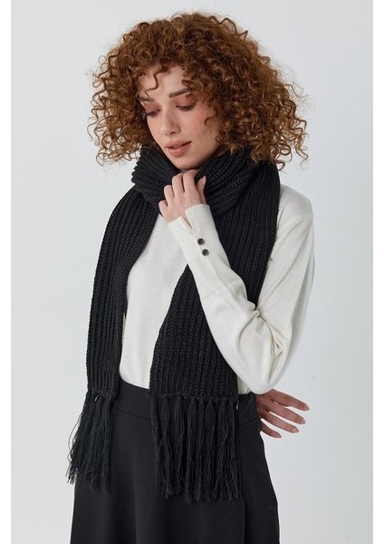 Unisex Selanik Örgü Püsküllü Atkı Standart
