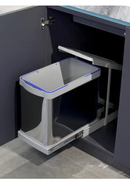 Paslanmaz Çelik Raylı Çöp Kovası