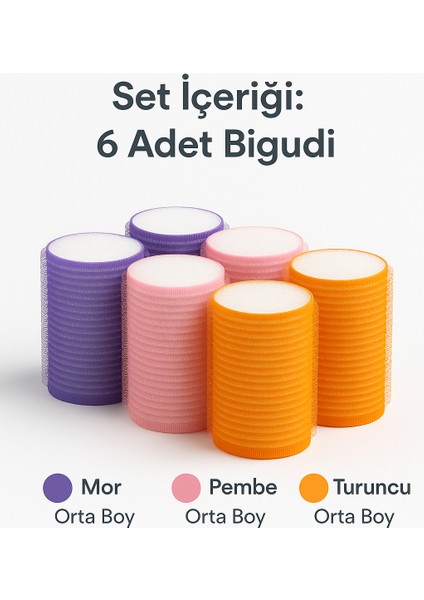 RO96 Isısız Saç Bigudisi Seti 6’lı – Mor Pembe Turuncu – Orta Boy – Doğal Dalga ve Hacim fiyatları
