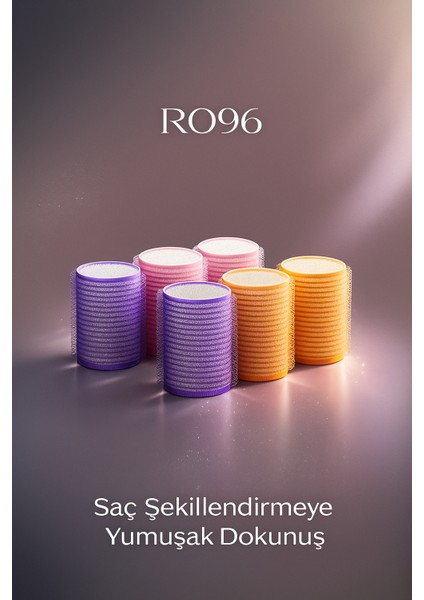 RO96 Isısız Saç Bigudisi Seti 6’lı – Mor Pembe Turuncu – Orta Boy – Doğal Dalga ve Hacim