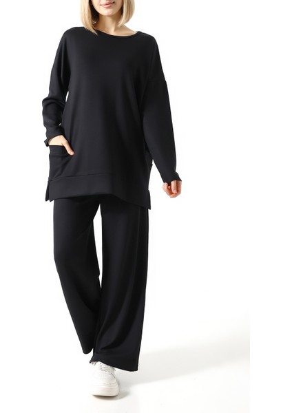 Düz Polyviskon Kumaş Ikili Takım – Rahat Kesim Tunik & Pantolon Kombini modelleri