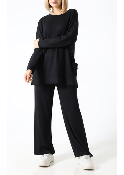 Düz Polyviskon Kumaş Ikili Takım – Rahat Kesim Tunik & Pantolon Kombini fırsatları