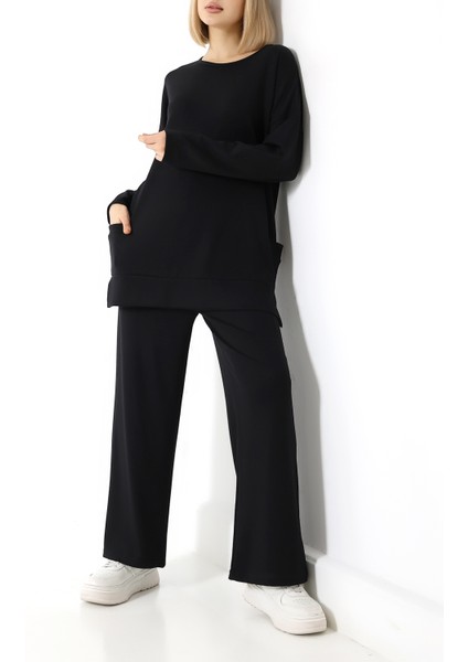 Düz Polyviskon Kumaş Ikili Takım – Rahat Kesim Tunik & Pantolon Kombini indirimleri