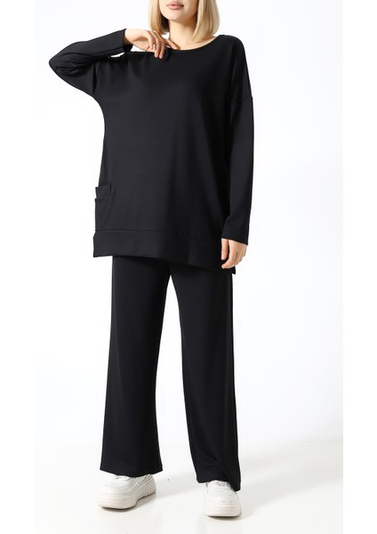 Düz Polyviskon Kumaş Ikili Takım – Rahat Kesim Tunik & Pantolon Kombini