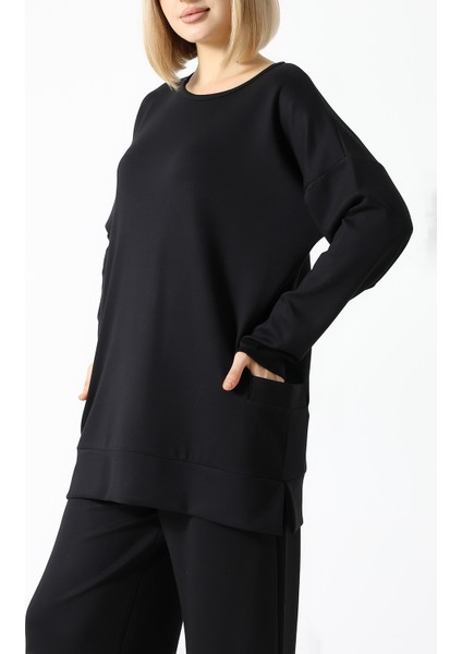 Düz Polyviskon Kumaş Ikili Takım – Rahat Kesim Tunik & Pantolon Kombini