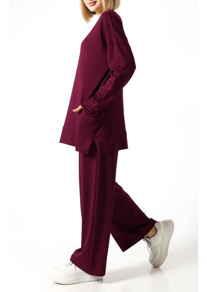 Düz Polyviskon Kumaş Ikili Takım – Rahat Kesim Tunik & Pantolon Kombini