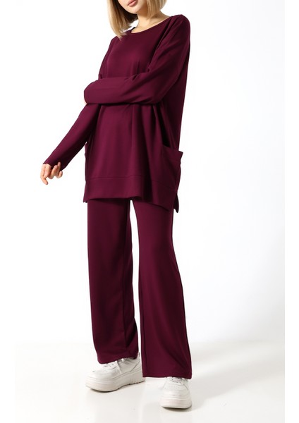 Düz Polyviskon Kumaş Ikili Takım – Rahat Kesim Tunik & Pantolon Kombini modelleri