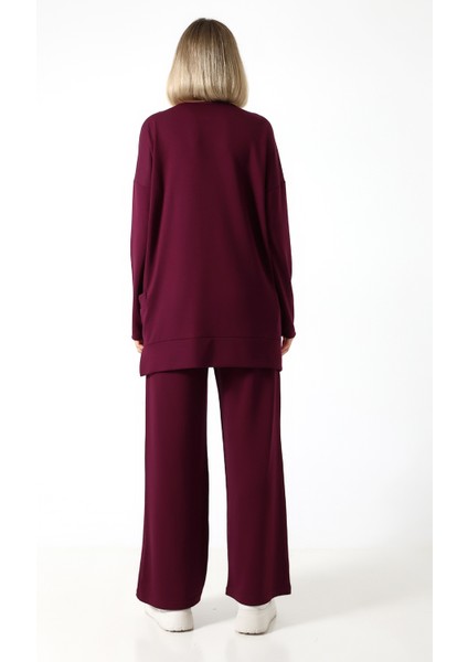 Düz Polyviskon Kumaş Ikili Takım – Rahat Kesim Tunik & Pantolon Kombini indirimleri