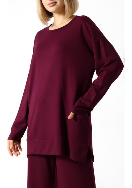 Düz Polyviskon Kumaş Ikili Takım – Rahat Kesim Tunik & Pantolon Kombini