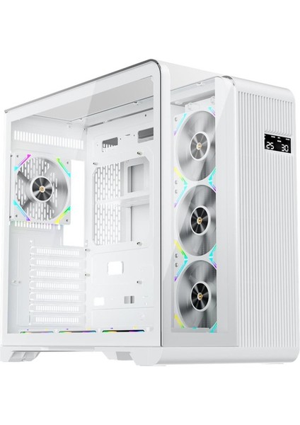1st Player Rt7 Beyaz Dıgıtal 850W 80+ Gold Full Modüler 4X12CM Argb 3 Taraflı Temperli Cam USB 3.0 - Type C Atx Kasa