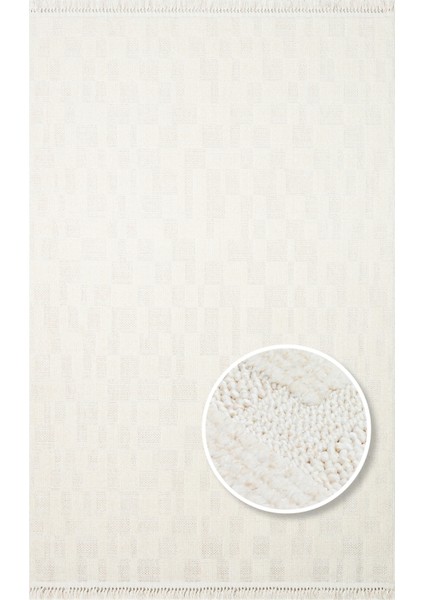 Hurgada 02 White Yumuşak Modern Iskandinav Tarzlı Yolluk, Koridor, Salon, Oturma Odası Halısı