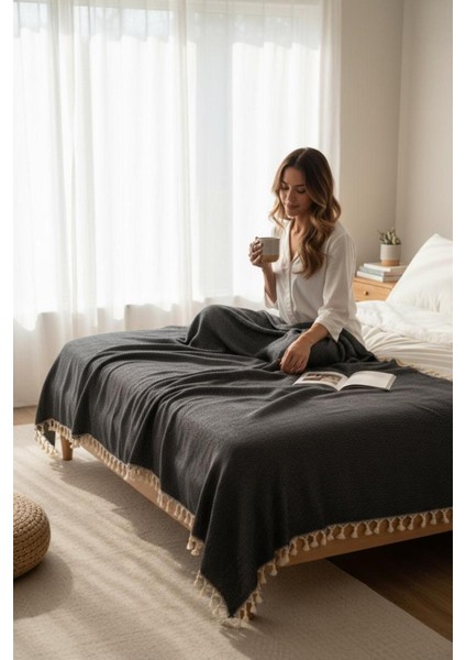 %100 Pamuk Çift Kişilik Püsküllü Pike, Yatak Örtüsü 200X320CM fiyatları