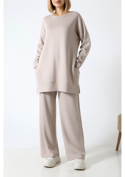 Düz Polyviskon Kumaş Ikili Takım – Rahat Kesim Tunik & Pantolon Kombini