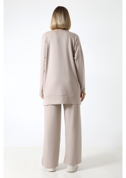 Düz Polyviskon Kumaş Ikili Takım – Rahat Kesim Tunik & Pantolon Kombini modelleri