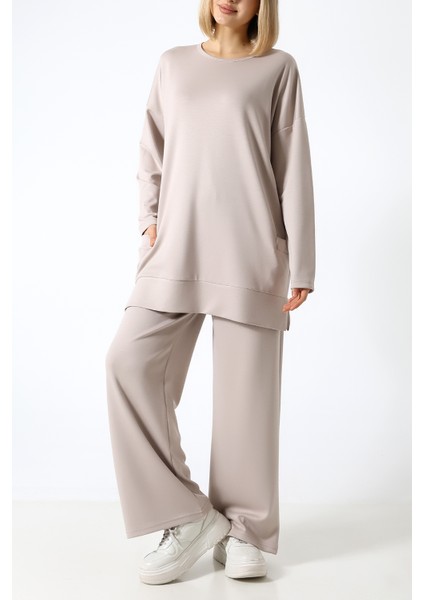 Düz Polyviskon Kumaş Ikili Takım – Rahat Kesim Tunik & Pantolon Kombini