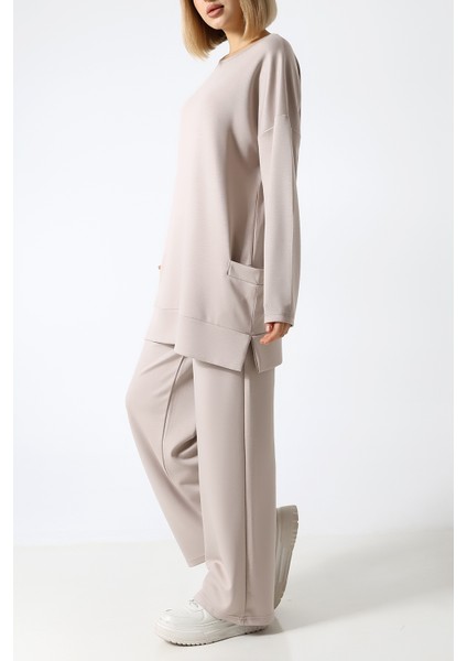 Düz Polyviskon Kumaş Ikili Takım – Rahat Kesim Tunik & Pantolon Kombini