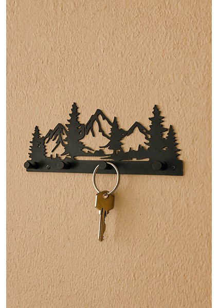 Dağ ve Ağaç Desenli Anahtar Askılığı Ultra Güçlü Yapışkanlı Askı Delmeden Montaj | Güçlü Taşıyıcı