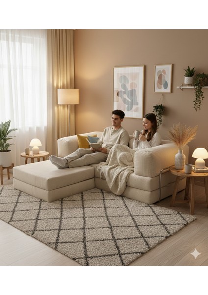 200X200 Köşe Takımı |kadife | Köşe Koltuk | Modüler Köşe Takımı | Yataklı L Koltuk | Fitilli Kadife | Yıkanabilir Fitilli Kadife Kumaş