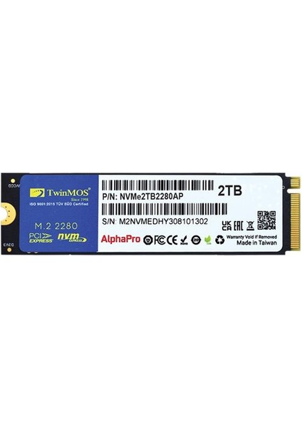 2 Tb Twınmos M.2 Pcıe Nvme 3600/3250 NVME2TB2280AP