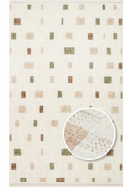 Hurgada 02 Green Brown Yumuşak Modern Iskandinav Tarzlı Yolluk, Koridor, Salon, Oturma Odası Halısı