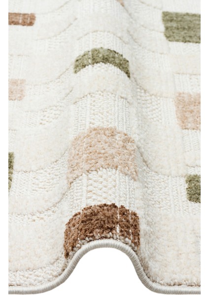 Hurgada 02 Green Brown Yumuşak Modern Iskandinav Tarzlı Yolluk, Koridor, Salon, Oturma Odası Halısı modelleri