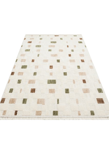 Hurgada 02 Green Brown Yumuşak Modern Iskandinav Tarzlı Yolluk, Koridor, Salon, Oturma Odası Halısı