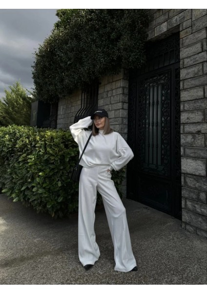 Crop, Pantolon Fitilli Ikili Takım -Beyaz fırsatları