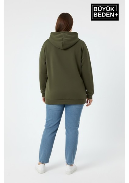 Kadın Büyük Beden Kapüşonlu El Yazılı Brooklyn Baskılı Rahat Kalıp Sweatshirt SPR26BSWK958 modelleri