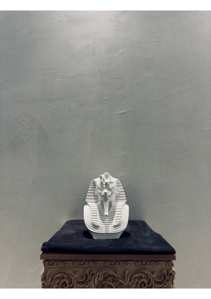 Dekoratif Firavun Büstü 23×17 cm | Antik Mısır Heykel Biblo | Polyester Boyanabilir Sanat Objesi | Ev & Ofis Dekorasyonu