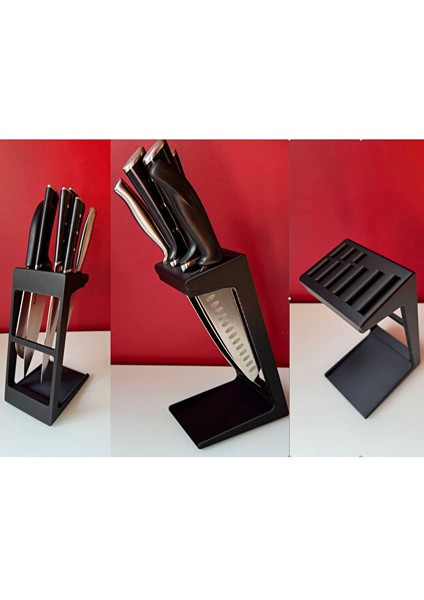 Bıçak Düzenleyici Stand | Siyah Modern Bıçak Standı Dekoratif Mutfak Bıçak Düzenleyici