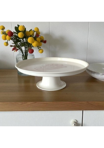 Metal Kek ve Pasta Standı Kek Tabağı 24 cm Paslanmaz Ikramlık fiyatları