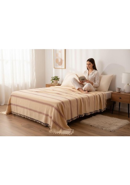 %100 Pamuk Çift Kişilik Püsküllü Pike, Yatak Örtüsü 280X300CM fırsatları