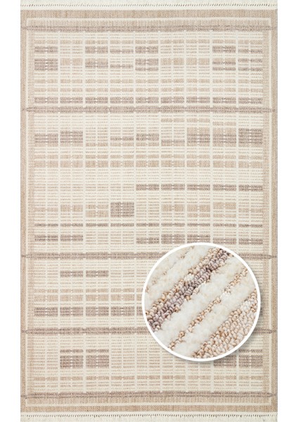 Hurgada 04 Beıge Grey Yumuşak Modern Iskandinav Tarzlı Yolluk, Koridor, Salon, Oturma Odası Halısı