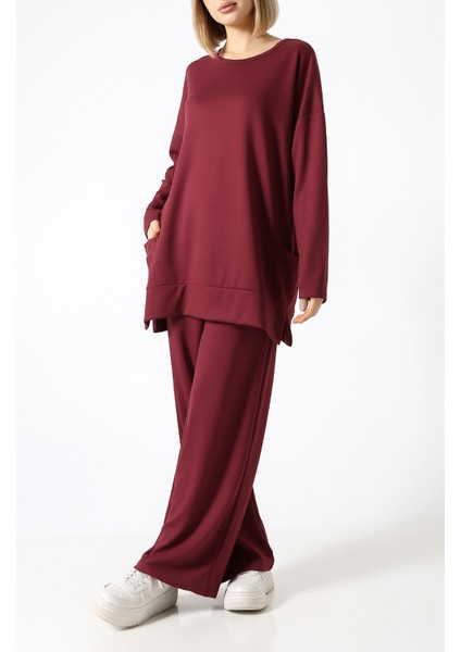 Düz Polyviskon Kumaş Ikili Takım – Rahat Kesim Tunik & Pantolon Kombini