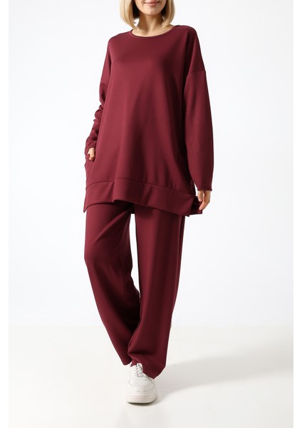 Düz Polyviskon Kumaş Ikili Takım – Rahat Kesim Tunik & Pantolon Kombini fiyatları