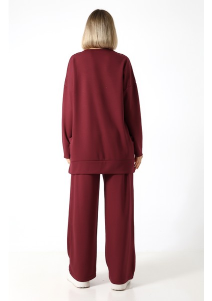 Düz Polyviskon Kumaş Ikili Takım – Rahat Kesim Tunik & Pantolon Kombini modelleri