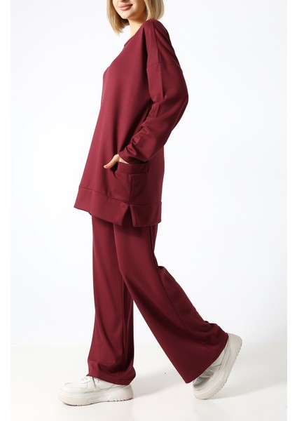 Düz Polyviskon Kumaş Ikili Takım – Rahat Kesim Tunik & Pantolon Kombini indirimleri