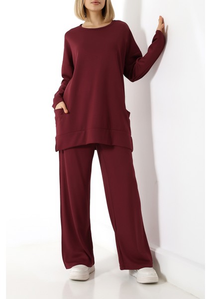 Düz Polyviskon Kumaş Ikili Takım – Rahat Kesim Tunik & Pantolon Kombini