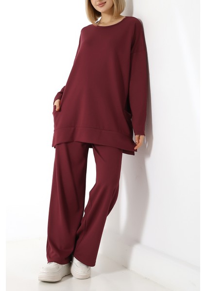 Düz Polyviskon Kumaş Ikili Takım – Rahat Kesim Tunik & Pantolon Kombini