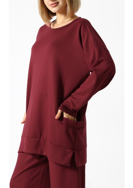 Düz Polyviskon Kumaş Ikili Takım – Rahat Kesim Tunik & Pantolon Kombini